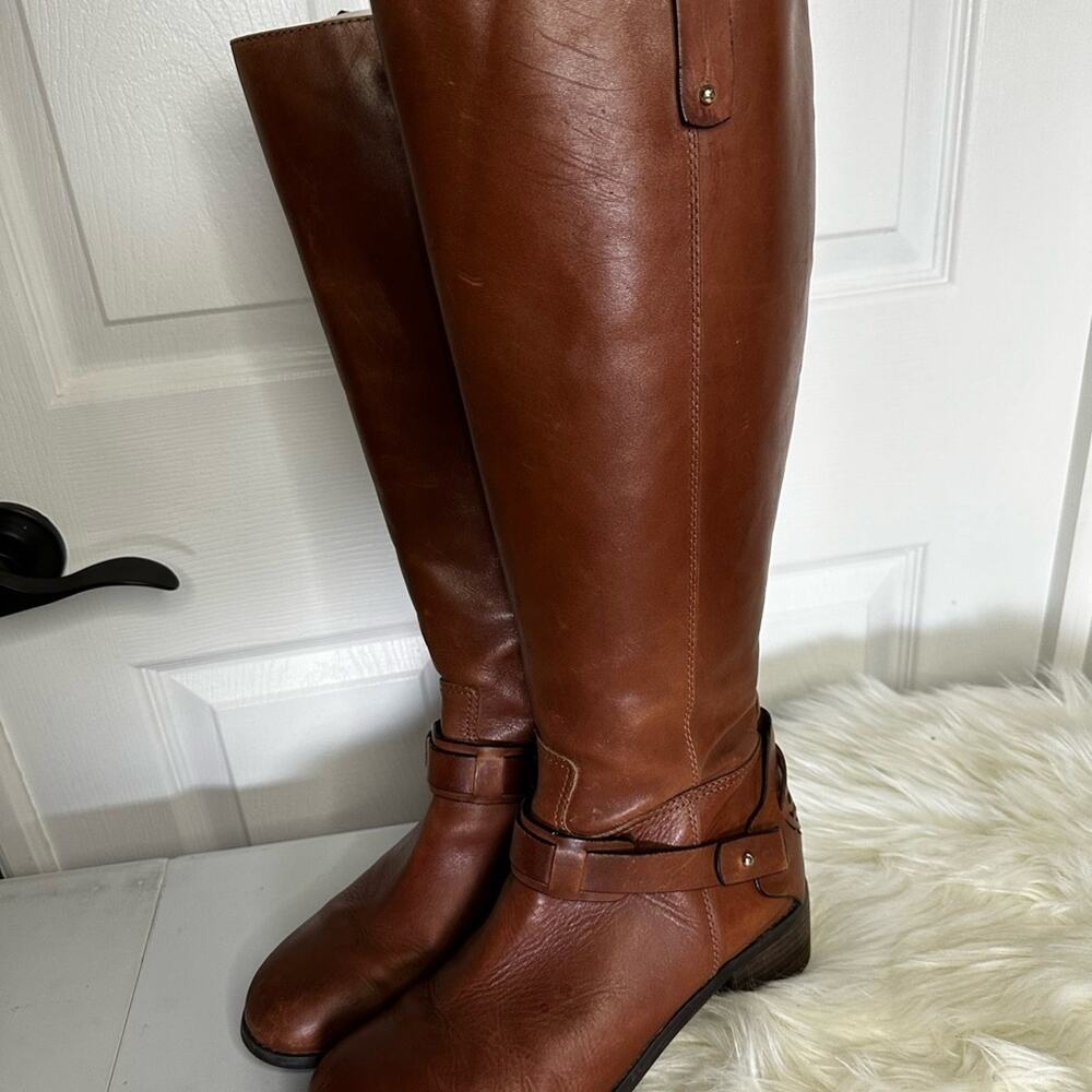 Franco Fortini campbell brown leather riding boots 8w wide - Picture 3 of 10